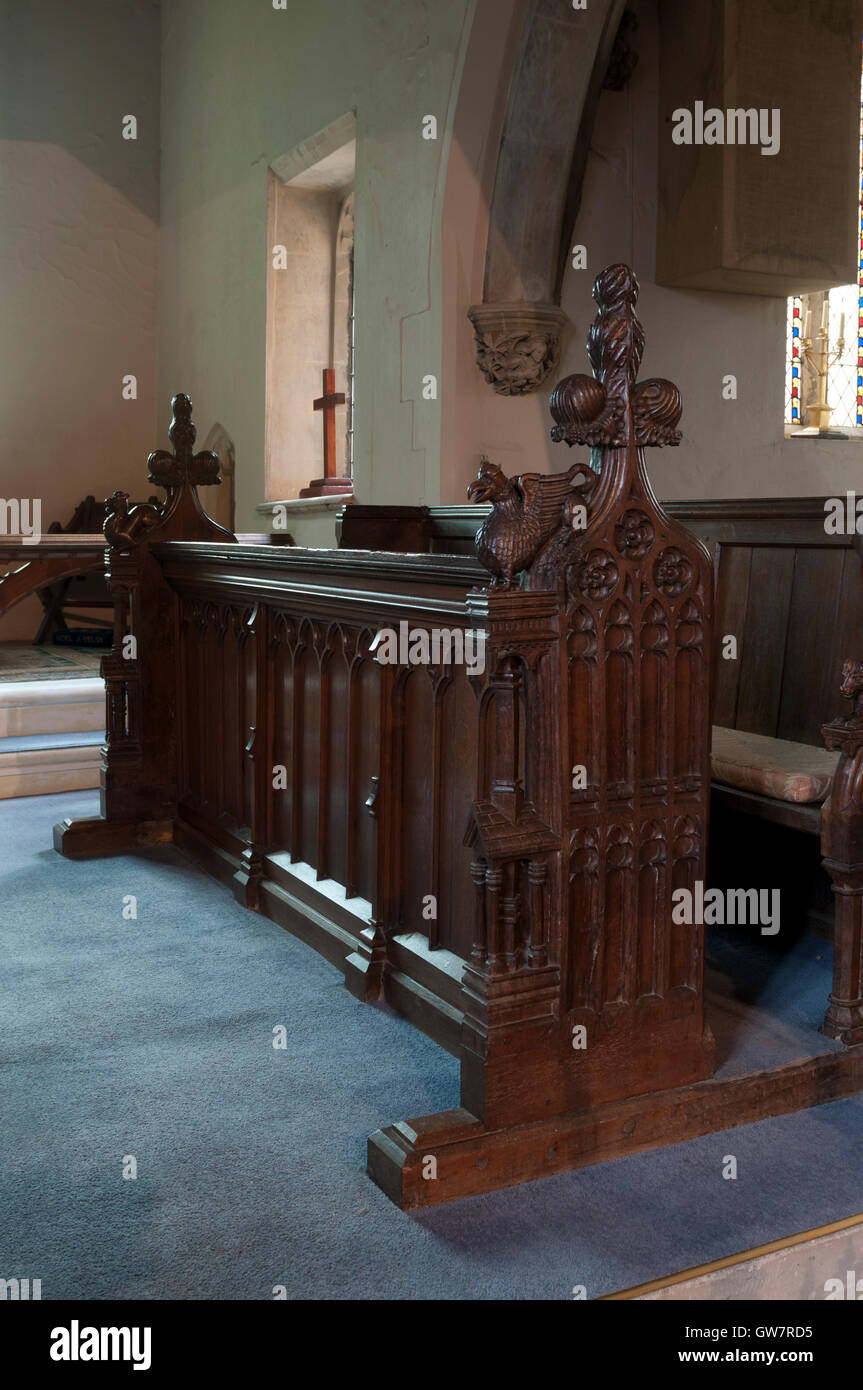 Choir stalls in St. Helen`s Church, Plungar, Leicestershire, England, UK Stock Photo